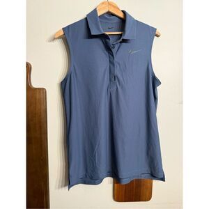 Nike Navy Dri-Fit Sleeveless Collared Performance Golf Polo Shirt Size Medium